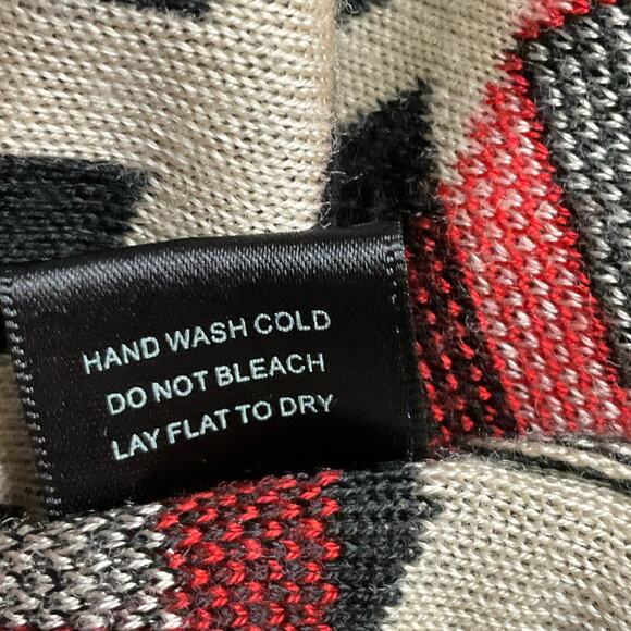 JEALOUS TOMATO Tribal Cardigan Sweater Fringe Southwestern Aztec Black sz L Art - Picture 10 of 11